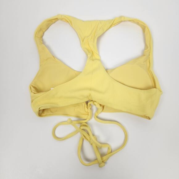 L*Space Dax Bikini Top in Yellow Ribbed Size Small Lace Up NWT - Picture 4 of 6